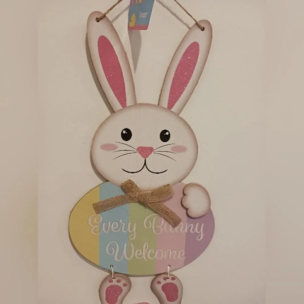 3 for 26 - Every Bunny Welcome Spring Wall Door Hanging Sign Decor welcome